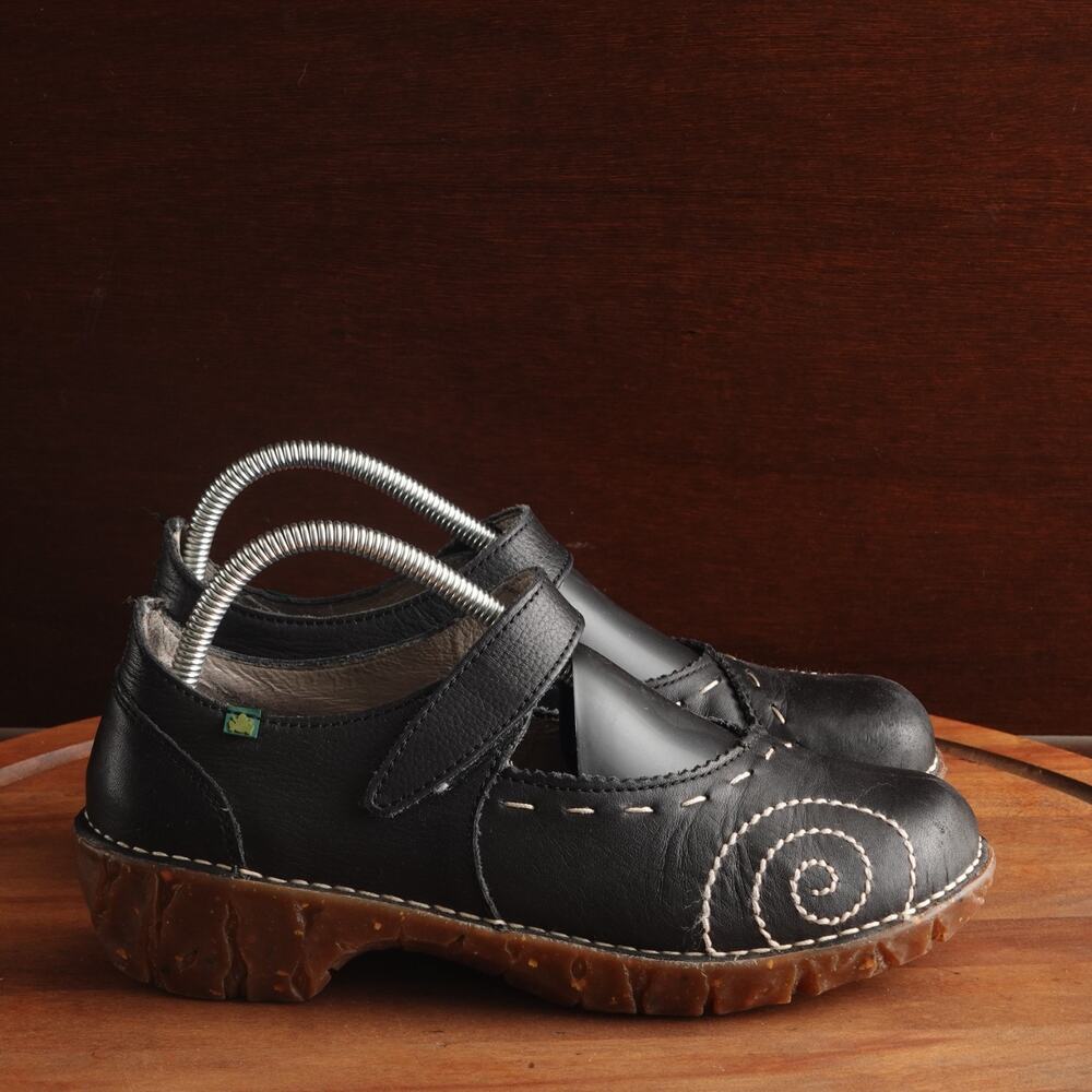 El Naturalista Shoe WMS SZ EU 40 US 9 BLK Yggdrasil Leather Comfort Boho Granola